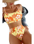 EFAYN.RO Costum de baie dama 2 piese model floral sutien tip bustiera si chilot cu talie inalta EFAYN - Pled.ro