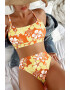 EFAYN.RO Costum de baie dama 2 piese model floral sutien tip bustiera si chilot cu talie inalta EFAYN - Pled.ro