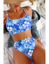 EFAYN.RO Costum de baie dama 2 piese model floral sutien tip bustiera si chilot cu talie inalta EFAYN - Pled.ro