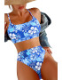 EFAYN.RO Costum de baie dama 2 piese model floral sutien tip bustiera si chilot cu talie inalta EFAYN - Pled.ro