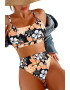 EFAYN.RO Costum de baie dama 2 piese model floral sutien tip bustiera si chilot cu talie inalta EFAYN - Pled.ro