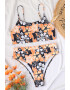 EFAYN.RO Costum de baie dama 2 piese model floral sutien tip bustiera si chilot cu talie inalta EFAYN - Pled.ro