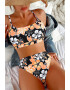 EFAYN.RO Costum de baie dama 2 piese model floral sutien tip bustiera si chilot cu talie inalta EFAYN - Pled.ro