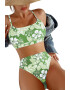 EFAYN.RO Costum de baie dama 2 piese model floral sutien tip bustiera si chilot cu talie inalta EFAYN - Pled.ro