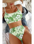 EFAYN.RO Costum de baie dama 2 piese model floral sutien tip bustiera si chilot cu talie inalta EFAYN - Pled.ro