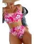 EFAYN.RO Costum de baie dama 2 piese model floral sutien tip bustiera si chilot cu talie inalta EFAYN - Pled.ro