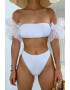 EFAYN.RO Costum de baie dama 2 piese model pom pom provocator sutien tip bustiera si chilot talie inalta accesorii voluminoase chic pentru brate tematica sexy fancy summer EFAYN - Pled.ro