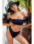 EFAYN.RO Costum de baie dama 2 piese model pom pom provocator sutien tip bustiera si chilot talie inalta accesorii voluminoase chic pentru brate tematica sexy fancy summer EFAYN - Pled.ro