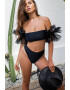 EFAYN.RO Costum de baie dama 2 piese model pom pom provocator sutien tip bustiera si chilot talie inalta accesorii voluminoase chic pentru brate tematica sexy fancy summer EFAYN - Pled.ro