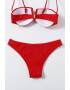 EFAYN.RO Costum de baie dama 2 piese model senzual sutien cu decolteu in V si chilot decupaj clasic croi ingust tematica red summer EFAYN - Pled.ro