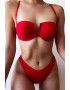 EFAYN.RO Costum de baie dama 2 piese model senzual sutien cu decolteu in V si chilot decupaj clasic croi ingust tematica red summer EFAYN - Pled.ro