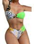 EFAYN.RO Costum de baie dama 2 piese sutien cu prindere pe un umar si accesoriu chilot brazilian imprimeu animal print EFAYN - Pled.ro