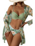 EFAYN.RO Costum de baie dama 3 piese model chic elegant sutien bretele reglabile chilot decupaj clasic si cover up asortat imprimeu floral tematica I love flowers EFAYN - Pled.ro