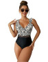 EFAYN.RO Costum de baie dama o piesa model cozy cu volanas la decolteu imprimeu animal print tematica wild summer EFAYN - Pled.ro