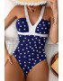 EFAYN.RO Costum de baie dama o piesa model feminin imprimeu cu buline chic bretele reglabile si chilot decupaj clasic tematica elegant summer EFAYN - Pled.ro