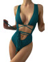 EFAYN.RO Costum de baie dama o piesa model sexy tropical green cu decolteu adanc in V reglabil EFAYN - Pled.ro