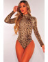 EFAYN.RO Costum de baie intreg maneca lunga guler inalt slip brazilian imprimeu animal print EFAYN - Pled.ro