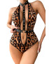 EFAYN.RO Lenjerie sexy dama body cu decolteu adanc in V si spate gol accesoriu curea cu tinte model wild jungle tematica animal print EFAYN - Pled.ro