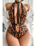 EFAYN.RO Lenjerie sexy dama body cu decolteu adanc in V si spate gol accesoriu curea cu tinte model wild jungle tematica animal print EFAYN - Pled.ro