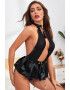 EFAYN.RO Lenjerie sexy dama body cu fustita si decolteu adanc in V accesoriu la gat canaf tip ciucure model baby doll EFAYN - Pled.ro