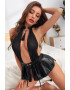 EFAYN.RO Lenjerie sexy dama body cu fustita si decolteu adanc in V accesoriu la gat canaf tip ciucure model baby doll EFAYN - Pled.ro