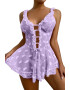 EFAYN.RO Lenjerie sexy dama rochie cu bretele si decolteu in V model cute romantic hearts imprimeu inimioare EFAYN - Pled.ro