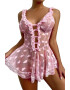 EFAYN.RO Lenjerie sexy dama rochie cu bretele si decolteu in V model cute romantic hearts imprimeu inimioare EFAYN - Pled.ro