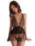 EFAYN.RO Lenjerie sexy dama set 2 piese rochie vaporoasa transparenta decolteu adanc in V accesorizat cu margele chilot crotchless model delicat provocator tematica feeling cute EFAYN - Pled.ro