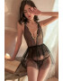 EFAYN.RO Lenjerie sexy dama set 2 piese rochie vaporoasa transparenta decolteu adanc in V accesorizat cu margele chilot crotchless model delicat provocator tematica feeling cute EFAYN - Pled.ro