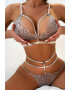 EFAYN.RO Lenjerie sexy dama set 2 piese sutien cupe triunghiulare cu decolteu accesorizat chilot decupaj tanga reglabil model elegant delicat tematica feeling senzual EFAYN - Pled.ro