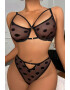 EFAYN.RO Lenjerie sexy dama set 2 piese sutien semitransparent cu detaliu chic la decolteu si chilot decupaj clasic croi ingust model cu buline EFAYN - Pled.ro