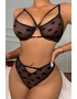 EFAYN.RO Lenjerie sexy dama set 2 piese sutien semitransparent cu detaliu chic la decolteu si chilot decupaj clasic croi ingust model cu buline EFAYN - Pled.ro