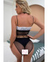 EFAYN.RO Lenjerie sexy dama set 2 piese top scurt cu franjuri detaliu de contrast si chilot talie inalta model semitransparent senzual EFAYN - Pled.ro