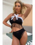 EFAYN.RO Lenjerie sexy dama set 2 piese top scurt cu franjuri detaliu de contrast si chilot talie inalta model semitransparent senzual EFAYN - Pled.ro