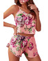 EFAYN.RO Lenjerie sexy dama set 2 piese top tip bluza scurta cu bretele reglabile si pantaloni scurti asortati model floral summer dream EFAYN - Pled.ro