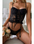 EFAYN.RO Lenjerie sexy dama set 2 piese top tip corset cu portjartier si chilot model timid senzual EFAYN - Pled.ro