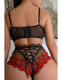 EFAYN.RO Lenjerie sexy dama set 2 piese top tip corset si chiloti cu talie inalta model flori romantice EFAYN - Pled.ro