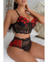 EFAYN.RO Lenjerie sexy dama set 2 piese top tip corset si chiloti cu talie inalta model flori romantice EFAYN - Pled.ro