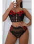 EFAYN.RO Lenjerie sexy dama set 2 piese top tip corset si chiloti cu talie inalta model flori romantice EFAYN - Pled.ro