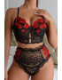 EFAYN.RO Lenjerie sexy dama set 2 piese top tip corset si chiloti cu talie inalta model flori romantice EFAYN - Pled.ro