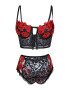 EFAYN.RO Lenjerie sexy dama set 2 piese top tip corset si chiloti cu talie inalta model flori romantice EFAYN - Pled.ro