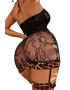 EFAYN.RO Lenjerie sexy dama set 3 piese rochie mulata cu fermoar si portjartiere chilot tanga si ciorapi plasa asortati model animal print EFAYN - Pled.ro