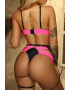 EFAYN.RO Lenjerie sexy dama set 3 piese sutien cu cupe triunghiulare portjartier si chilot cu benzi model sweet candy EFAYN - Pled.ro