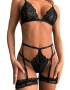 EFAYN.RO Lenjerie sexy dama set 3 piese sutien cupe triunghiulare si chilot tanga seducator cu portjartiere model senzual delicat tematica pretty and cute EFAYN - Pled.ro