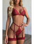 EFAYN.RO Lenjerie sexy dama set 3 piese sutien cupe triunghiulare si chilot tanga seducator cu portjartiere model senzual delicat tematica pretty and cute EFAYN - Pled.ro