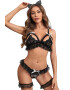 EFAYN.RO Lenjerie sexy dama set 3 piese sutien delicat provocator chilot si jartiere model cu acesorii fundite EFAYN - Pled.ro