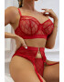 EFAYN.RO Lenjerie sexy dama set 3 piese sutien portjartier si chilot tanga model cu romburi EFAYN - Pled.ro