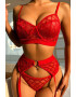 EFAYN.RO Lenjerie sexy dama set 3 piese sutien portjartier si chilot tanga model cu romburi EFAYN - Pled.ro