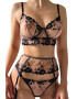 EFAYN.RO Lenjerie sexy dama set 3 piese sutien portjartiere si chilot tanga model floral tematica romantic nights EFAYN - Pled.ro