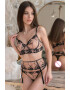 EFAYN.RO Lenjerie sexy dama set 3 piese sutien portjartiere si chilot tanga model floral tematica romantic nights EFAYN - Pled.ro